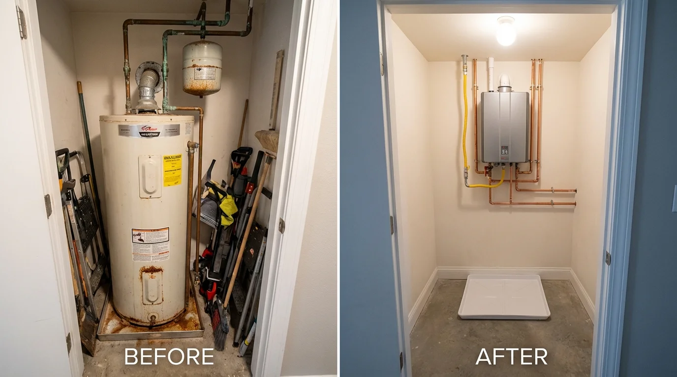 Tank water heater versus wall-mounted tankless unit comparison for Horatio, AR homeowners